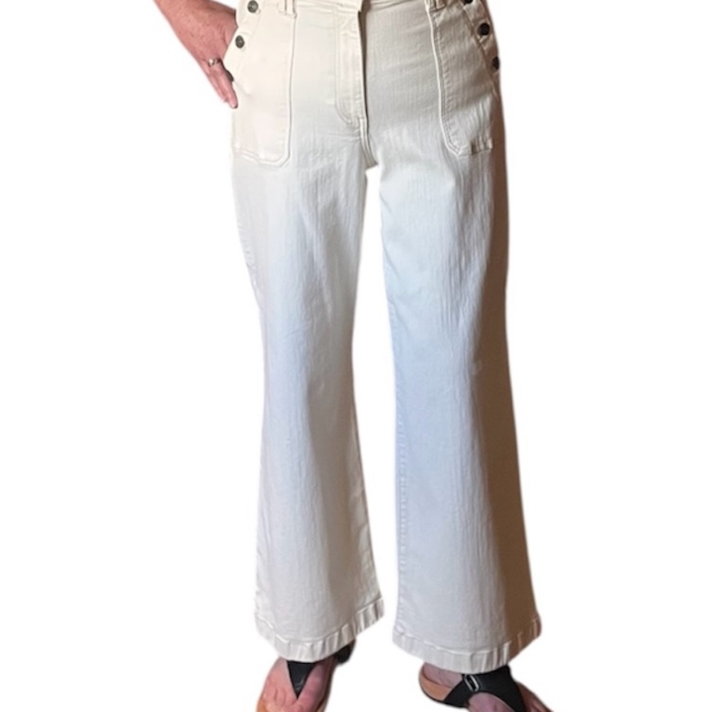 Nautica Cream High Rise Flare Sailor Jeans size 8